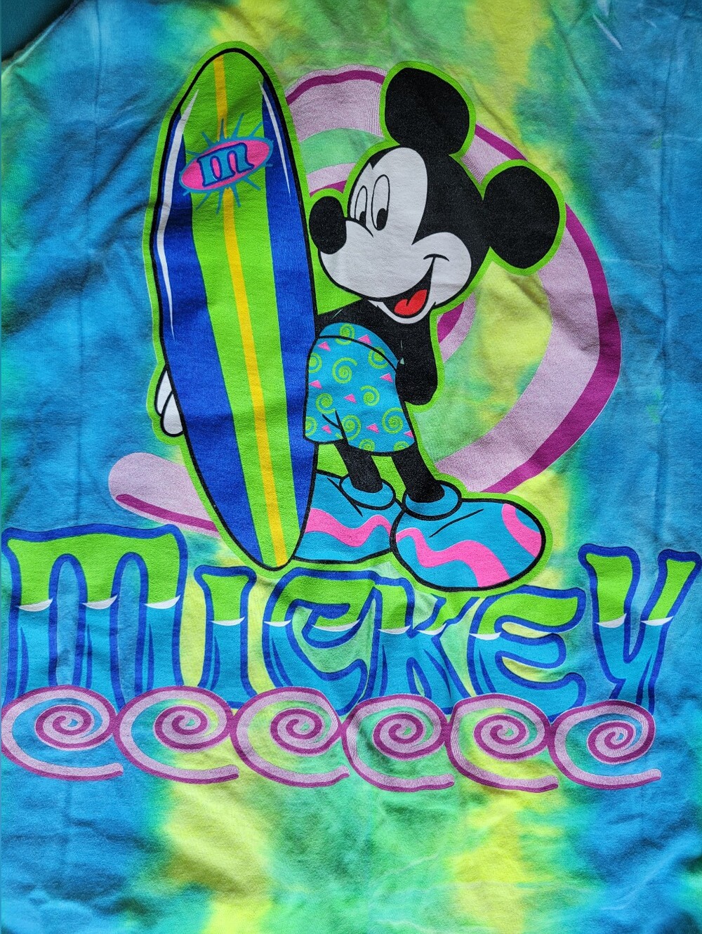 Vintage Disney Mickey Unlimited Tahiti Apparel 100% Cotton Tie Dye Top One Size